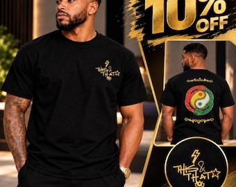 Unisex Yin Yang Back Shirt, "This & That" Front Raised Silicone Print
