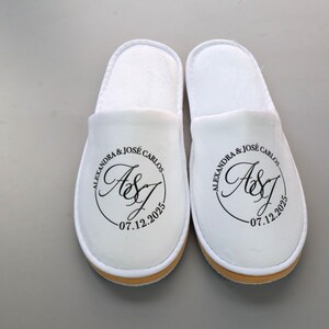 Personalized Wedding Slippers for Bride and Bridesmaids — Custom Print Slippers with Names, Date & Monogram — Durable Digitally Printed image 7