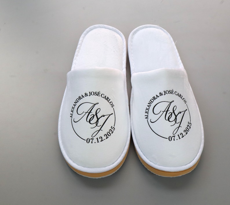 Personalized Wedding Slippers for Bride and Bridesmaids — Custom Print Slippers with Names, Date & Monogram — Durable Digitally Printed image 7