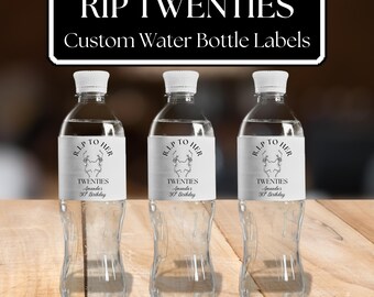 Death to my Twenties Birthday Water Bottle Personalized Labels RIP Twenties 30th birthday party theme Custom Sticker labels