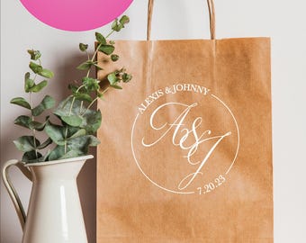 Wedding Welcome Bags Rustic Hotel Bags For Wedding Guests Monogrammed Personalized Favor Bags Brown Kraft Goodie Bags