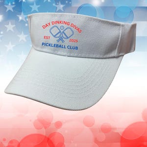 Custom Pickleball Visor – Personalized Tennis Visor for Teams, Bachelorette Parties, Outdoor Sports, Matching Group Visors White w/ Red & Blue