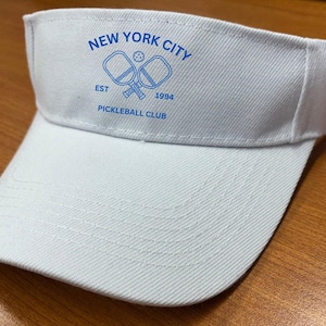 Custom Pickleball Visor – Personalized Tennis Visor for Teams, Bachelorette Parties, Outdoor Sports, Matching Group Visors White w/ Blue