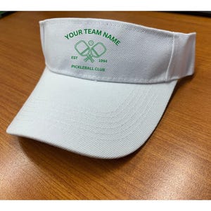 Custom Pickleball Visor – Personalized Tennis Visor for Teams, Bachelorette Parties, Outdoor Sports, Matching Group Visors White w/ Green