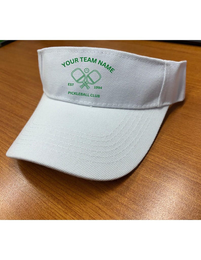 Custom Pickleball Visor – Personalized Tennis Visor for Teams, Bachelorette Parties, Outdoor Sports, Matching Group Visors White w/ Green