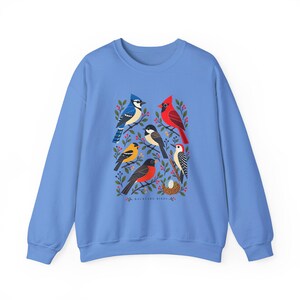 Backyard Birds Sweatshirt with Colorful Nature Art, Unisex Crewneck for Birdwatchers image 10