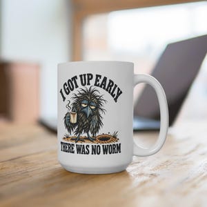 Funny Crow Coffee Mug - I Got Up Early, There Was No Worm, 15 oz Ceramic Cup for Slow Mornings image 8