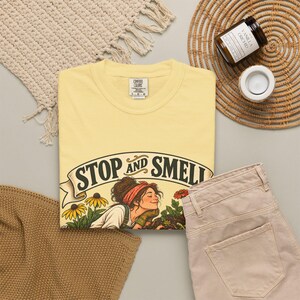 Funny Gardening T-Shirt - Stop and Smell the Compost, Comfort Colors Botanical Graphic image 5