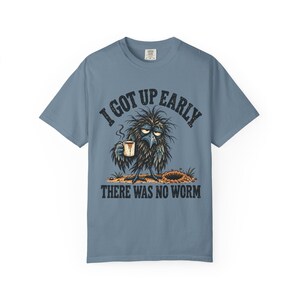 Funny Crow T-Shirt - I Got Up Early, There Was No Worm, Vintage Bird & Coffee Graphic Tee image 9