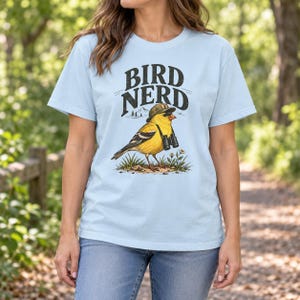 Birdwatching T-Shirt - Bird Nerd, Vintage Goldfinch Graphic Tee for Bird Lovers image 2
