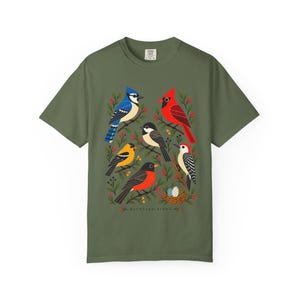 Camiseta para observadores de aves - Pájaros del jardín, camiseta colorida con estampado de aves de jardín, regalo para amantes de la naturaleza imagen 5
