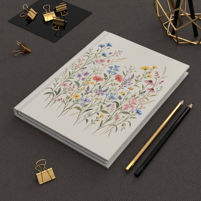 Wildflower Journal — Vintage Wildflower Meadow, Botanical Hardcover Notebook with 150 Lined Pages image 3