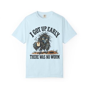 Funny Crow T-Shirt - I Got Up Early, There Was No Worm, Vintage Bird & Coffee Graphic Tee image 8