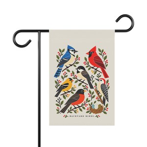 Bird Garden Flag — Backyard Birds Illustration, Double-Sided 12 × 18 Inch Garden Decor image 7