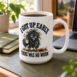 Funny Crow Coffee Mug - I Got Up Early, There Was No Worm, 15 oz Ceramic Cup for Slow Mornings image 7