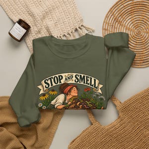Compost Lovers Sweatshirt - Stop and Smell the Compost, Vintage Garden Art Crewneck image 7