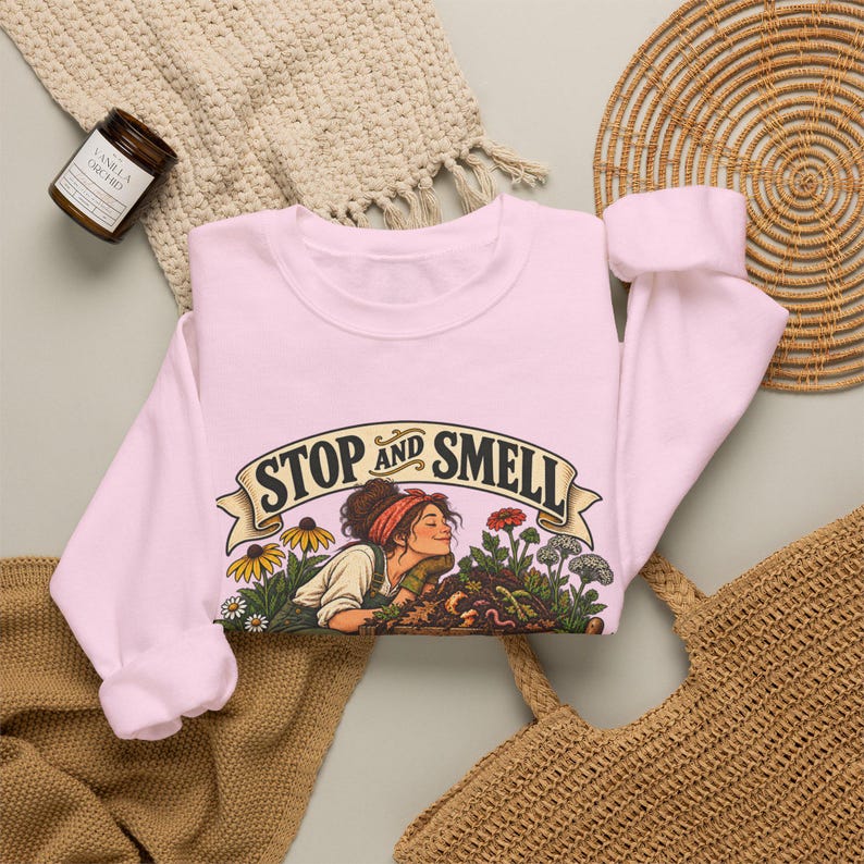 Compost Lovers Sweatshirt - Stop and Smell the Compost, Vintage Garden Art Crewneck image 11