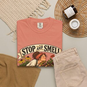 Funny Gardening T-Shirt - Stop and Smell the Compost, Comfort Colors Botanical Graphic image 3