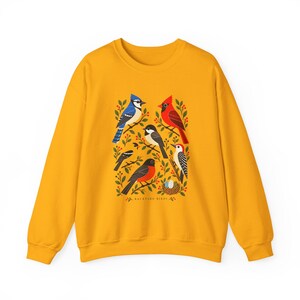 Backyard Birds Sweatshirt with Colorful Nature Art, Unisex Crewneck for Birdwatchers image 8