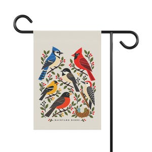 Bird Garden Flag — Backyard Birds Illustration, Double-Sided 12 × 18 Inch Garden Decor image 8