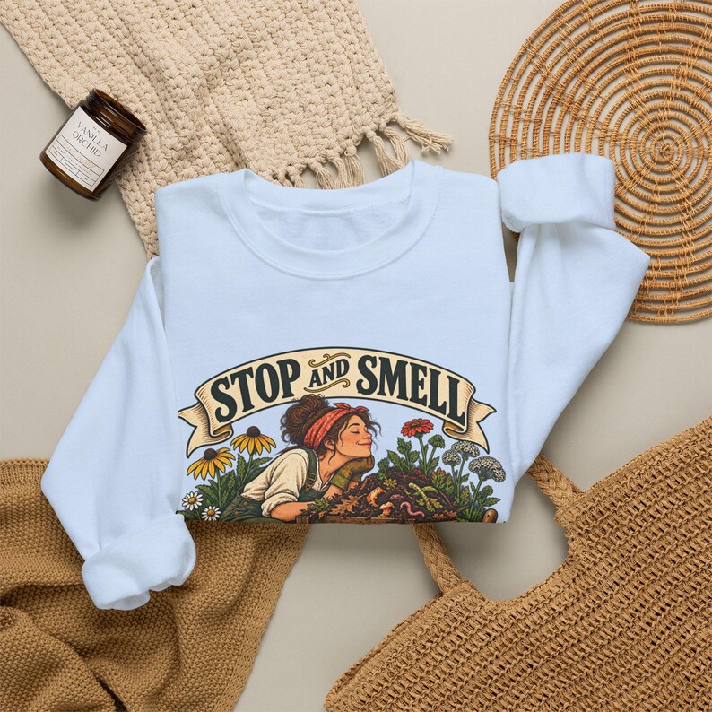 Compost Lovers Sweatshirt - Stop and Smell the Compost, Vintage Garden Art Crewneck image 9