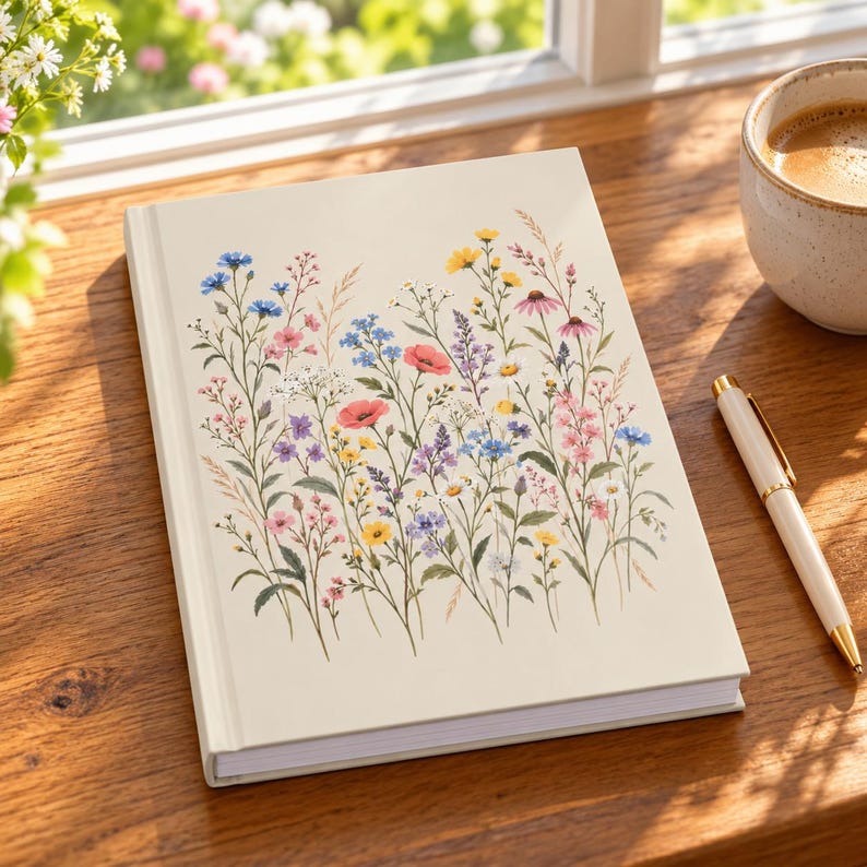 Wildflower Journal — Vintage Wildflower Meadow, Botanical Hardcover Notebook with 150 Lined Pages image 1