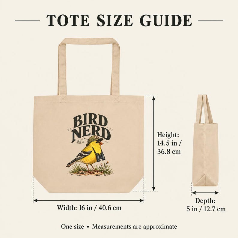 Birdwatching Tote Bag - Bird Nerd, Yellow Finch Organic Cotton Canvas Bag, Birder Gift image 9