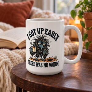 Funny Crow Coffee Mug - I Got Up Early, There Was No Worm, 15 oz Ceramic Cup for Slow Mornings image 5