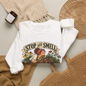 Compost Lovers Sweatshirt - Stop and Smell the Compost, Vintage Garden Art Crewneck image 2