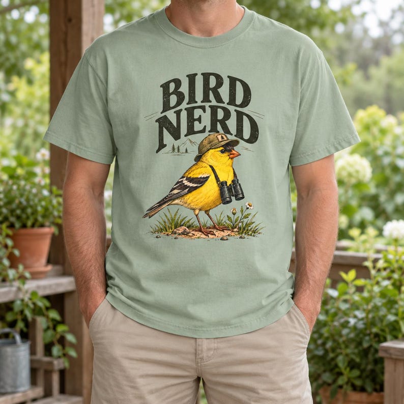 Birdwatching T-Shirt - Bird Nerd, Vintage Goldfinch Graphic Tee for Bird Lovers image 6