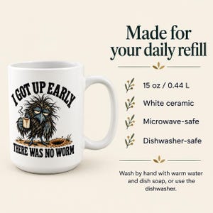 Funny Crow Coffee Mug - I Got Up Early, There Was No Worm, 15 oz Ceramic Cup for Slow Mornings image 4