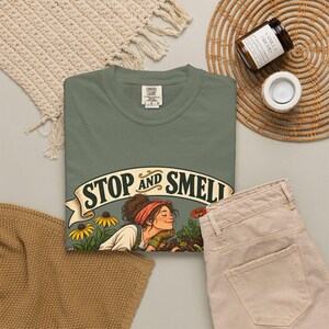Funny Gardening T-Shirt - Stop and Smell the Compost, Comfort Colors Botanical Graphic image 9