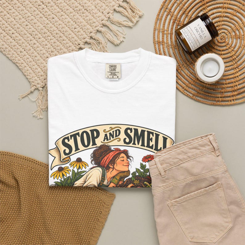 Funny Gardening T-Shirt - Stop and Smell the Compost, Comfort Colors Botanical Graphic image 2