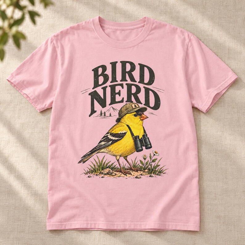 Birdwatching T-Shirt - Bird Nerd, Vintage Goldfinch Graphic Tee for Bird Lovers image 4