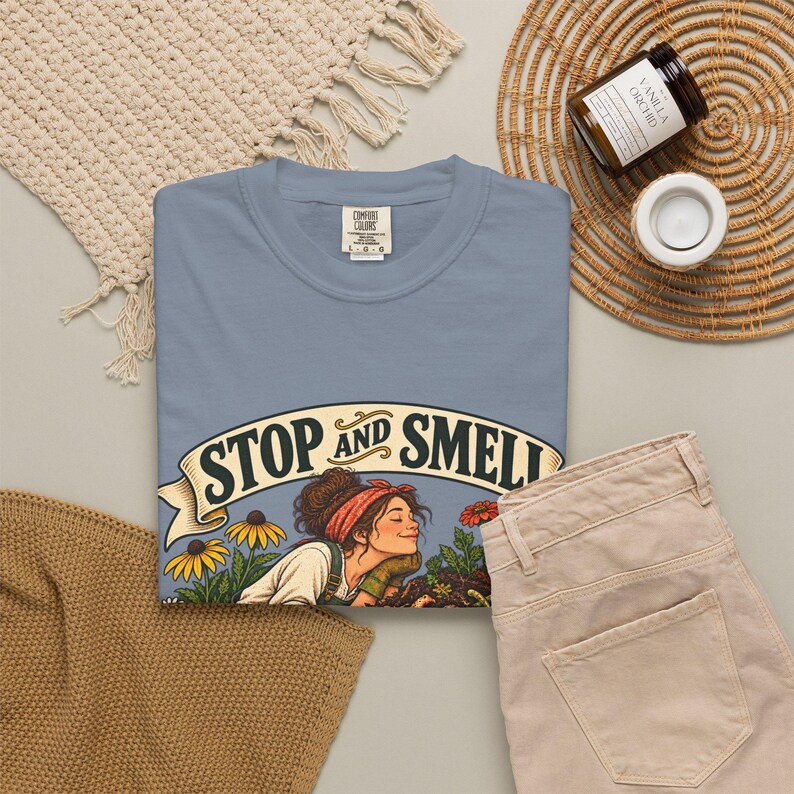 Funny Gardening T-Shirt - Stop and Smell the Compost, Comfort Colors Botanical Graphic image 10