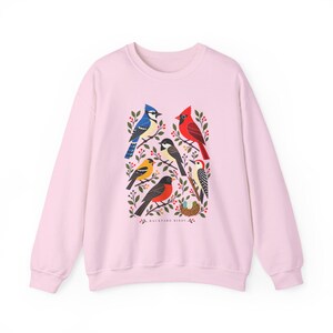 Backyard Birds Sweatshirt with Colorful Nature Art, Unisex Crewneck for Birdwatchers image 11