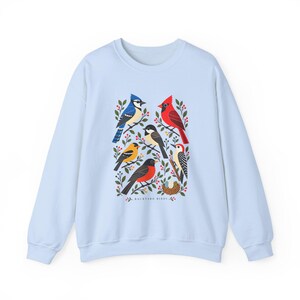 Backyard Birds Sweatshirt with Colorful Nature Art, Unisex Crewneck for Birdwatchers image 9