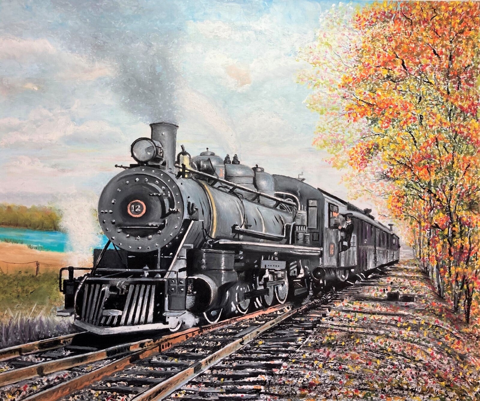 Steam Engine Locomotive in Autumn