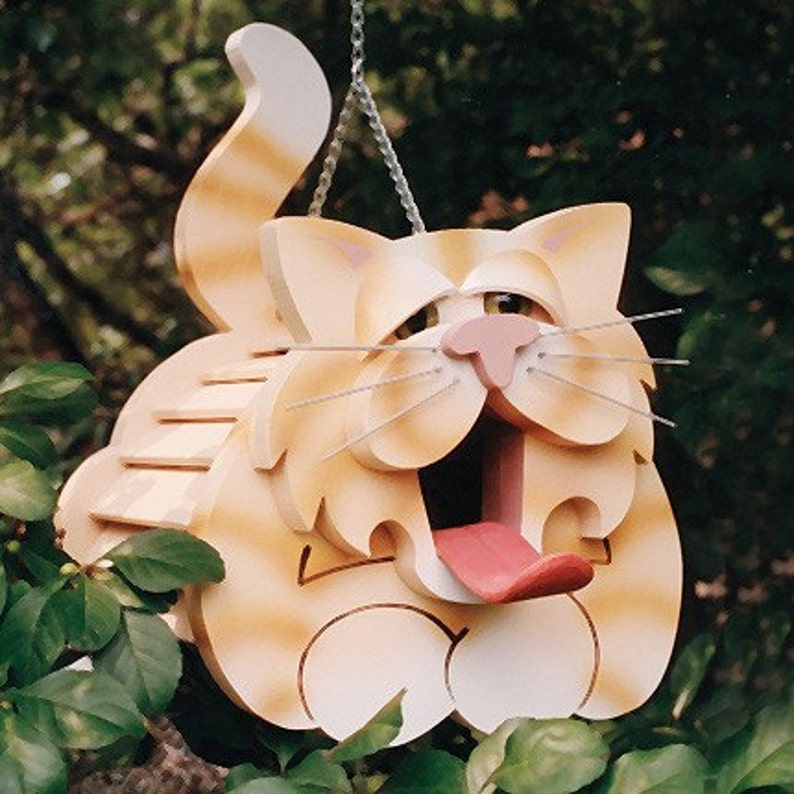 Wooden Cat Birdhouse Plan and Templates | Etsy