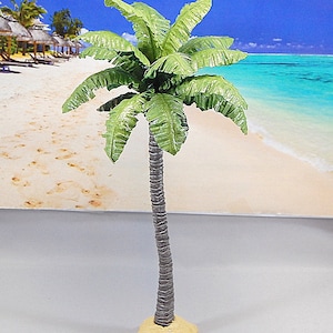 MINIATURE 8 Inch PALM TREE Handmade To Order Artisan Designed In 1:12 Scale Rustic Tropical Mini Beach Setting.Wedding Cake Topper Accessory