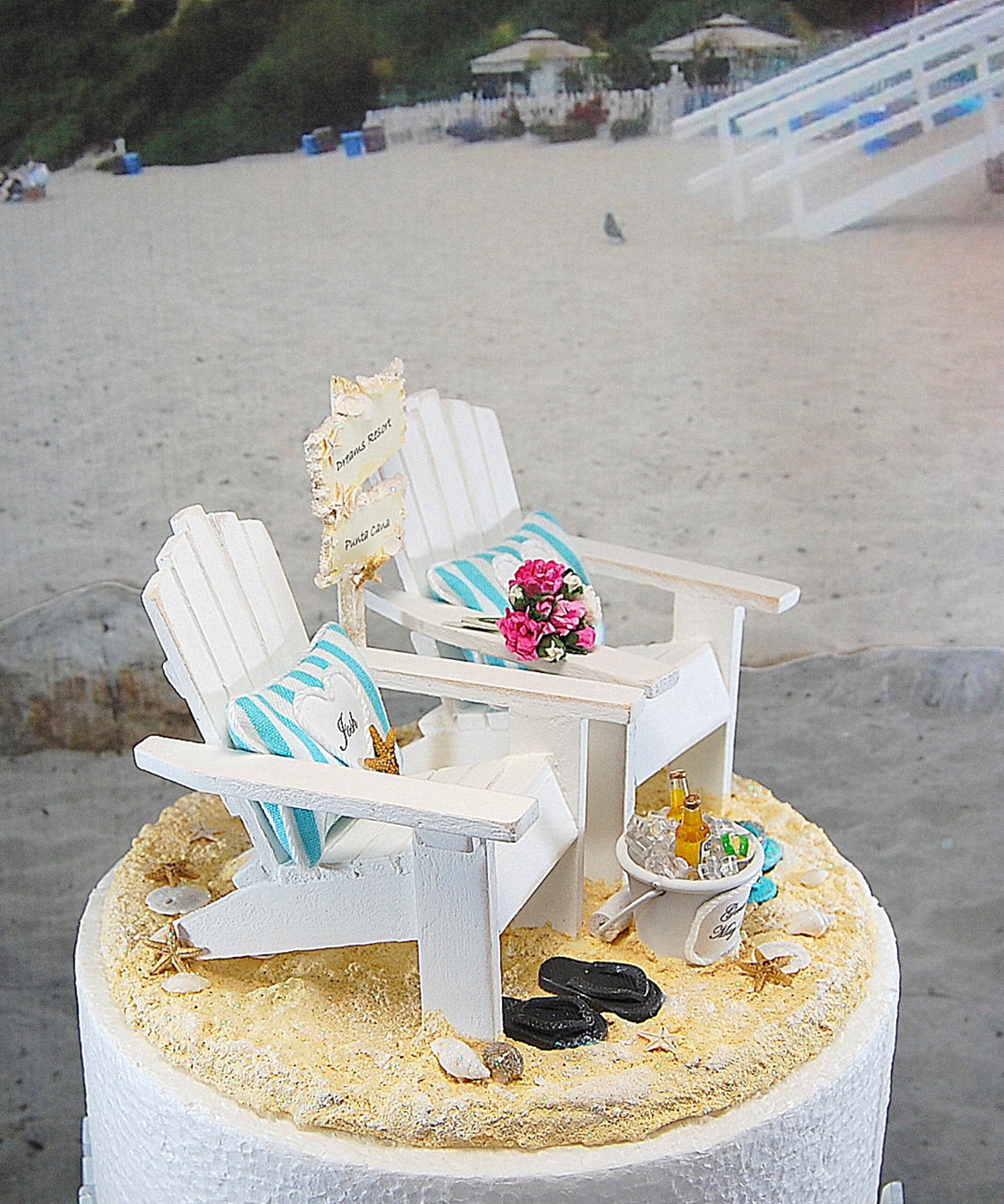 Beach Wedding Cake Topper Attached Base for 6 Inch Tier - Etsy