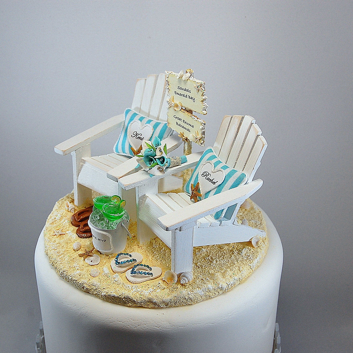 Margarita Beach Wedding Cake Topper Custom Colors Base Fits | Etsy