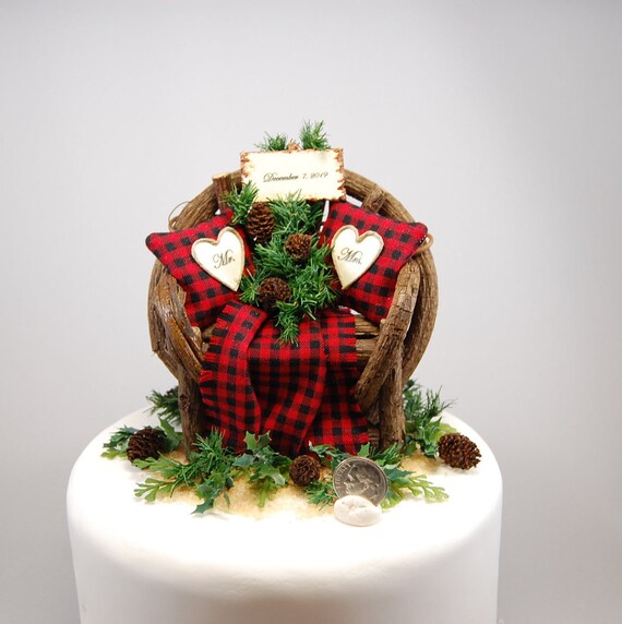 Wedding Cake Topper Winter Barn Country Christmas Fits 6 Etsy