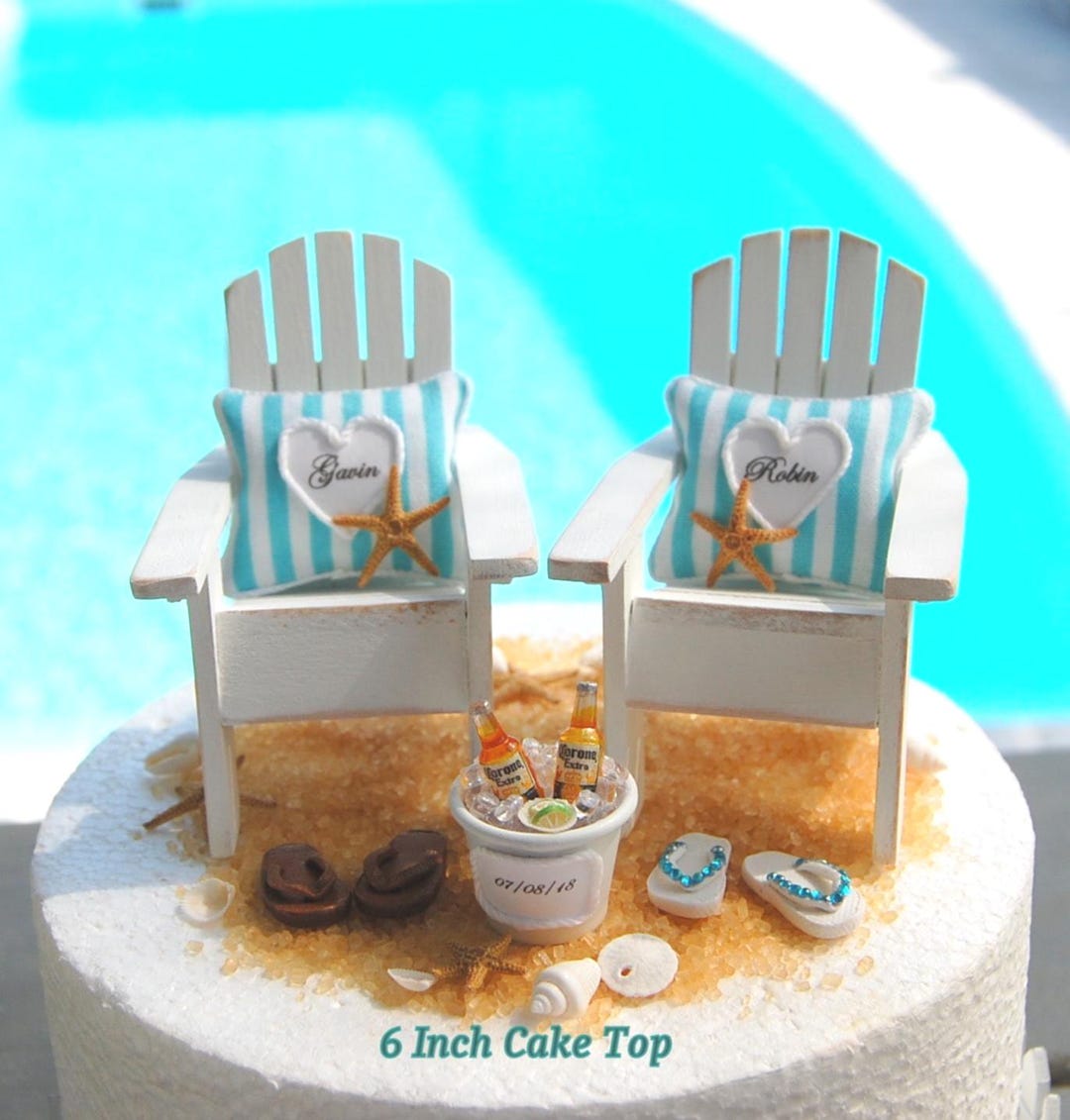 Beach Wedding Cake Topper 6 Inch Custom Colors Personalized Handmade ...