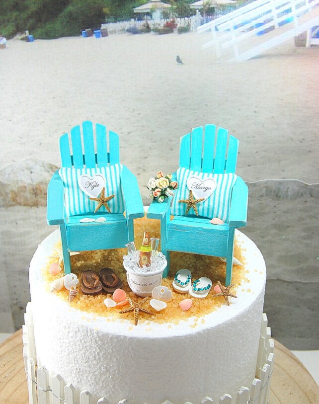 6 Beach Wedding Cake Topper Request Your Colors No Base Fits 6
