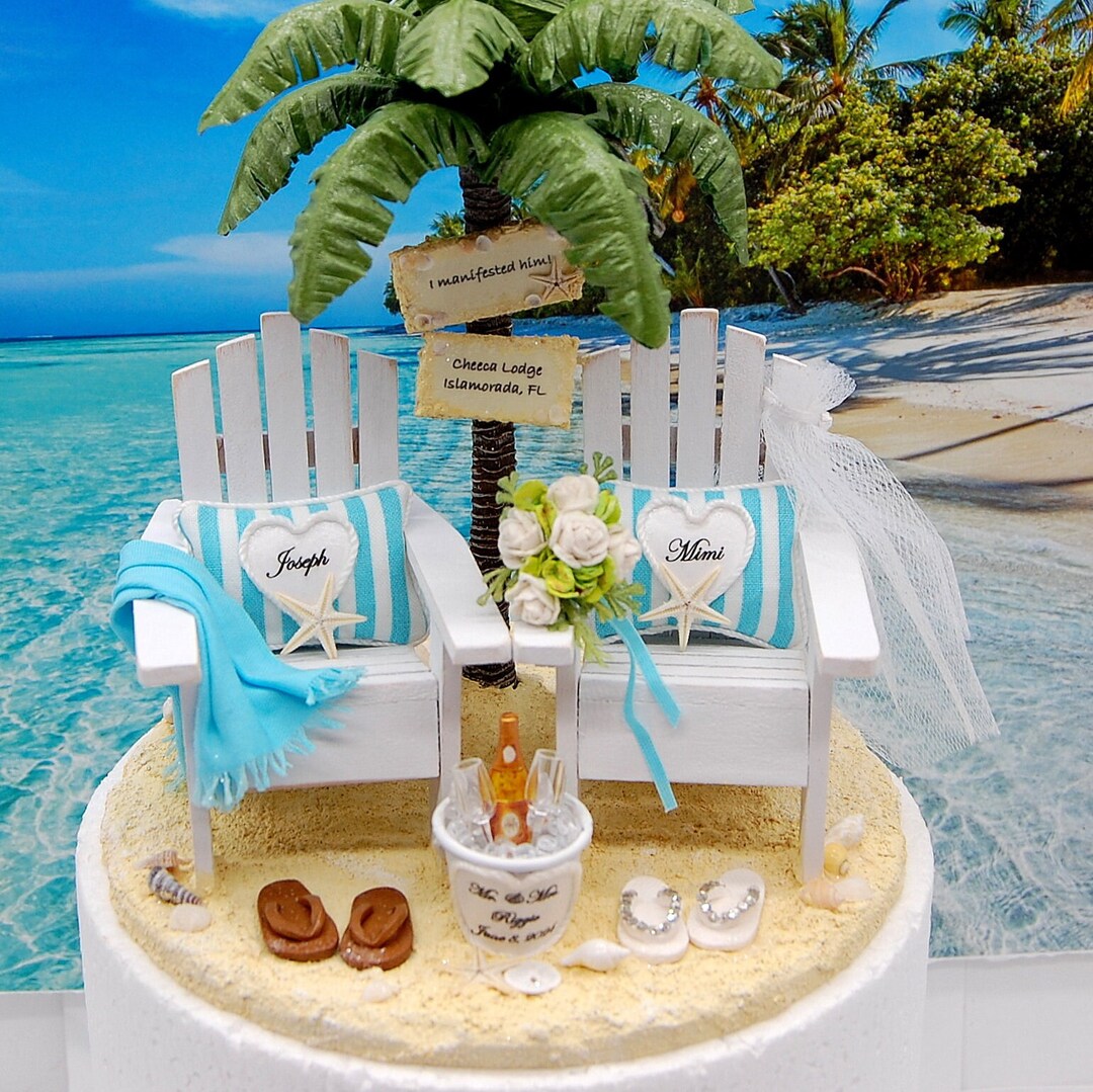 Romantic Beach Bridal Couple Cake Topper - 5