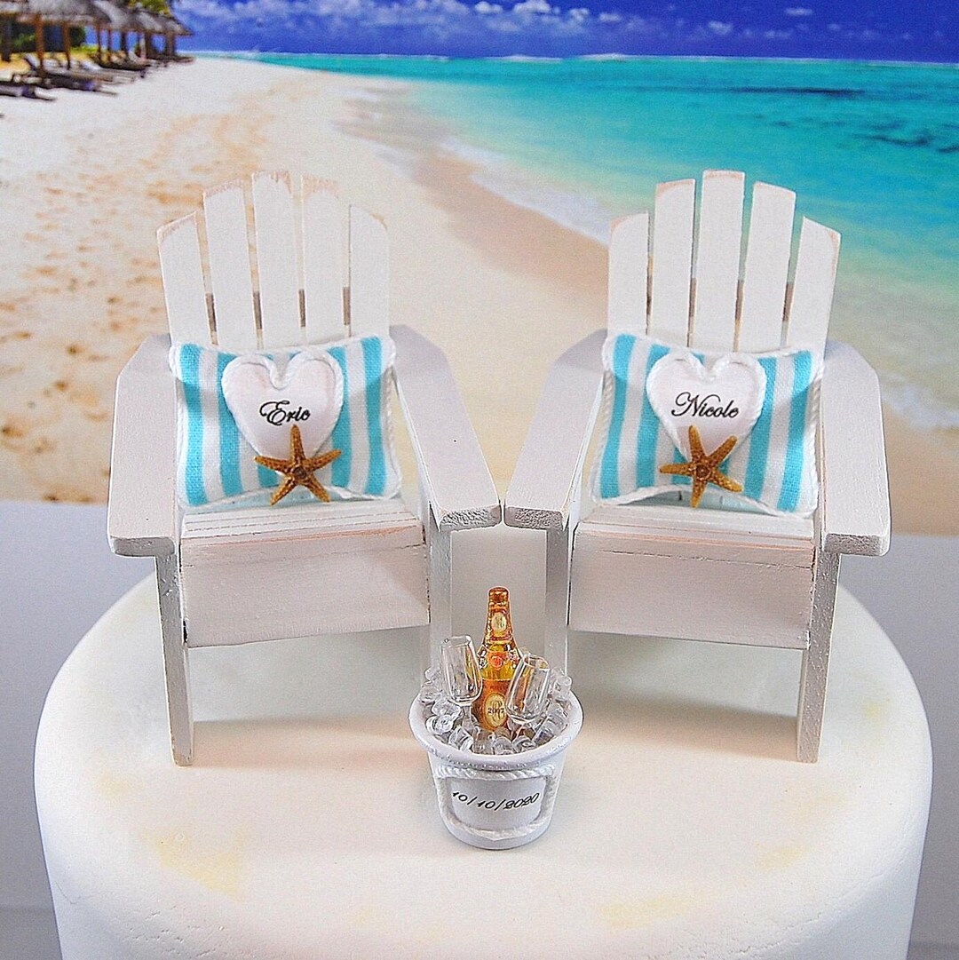 Beach Chairs Wedding Cake Topper Fits 6 Inch Cake Top Custom Color ...