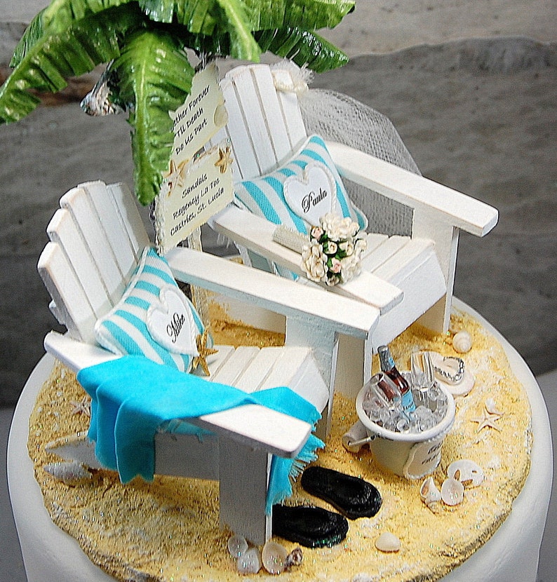 Beach Wedding Cake Topper 6 Inch Custom Colors Base Fits 6 | Etsy
