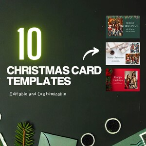 Modèles modifiables de cartes de Noël | 10 designs uniques pour les fêtes (fr) | Cartes personnalisables et imprimables à télécharger instantanément