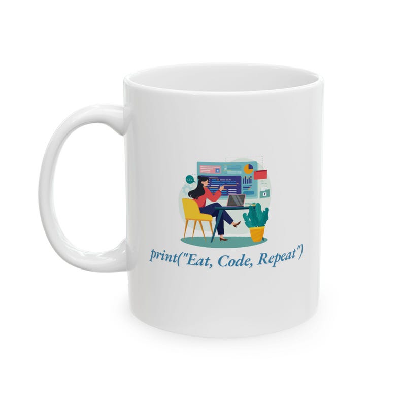 Cadeau pour codeurs ou programmeurs, impression ("Manger, coder, répéter"), tasse en céramique, (11 oz, 15 oz) image 8